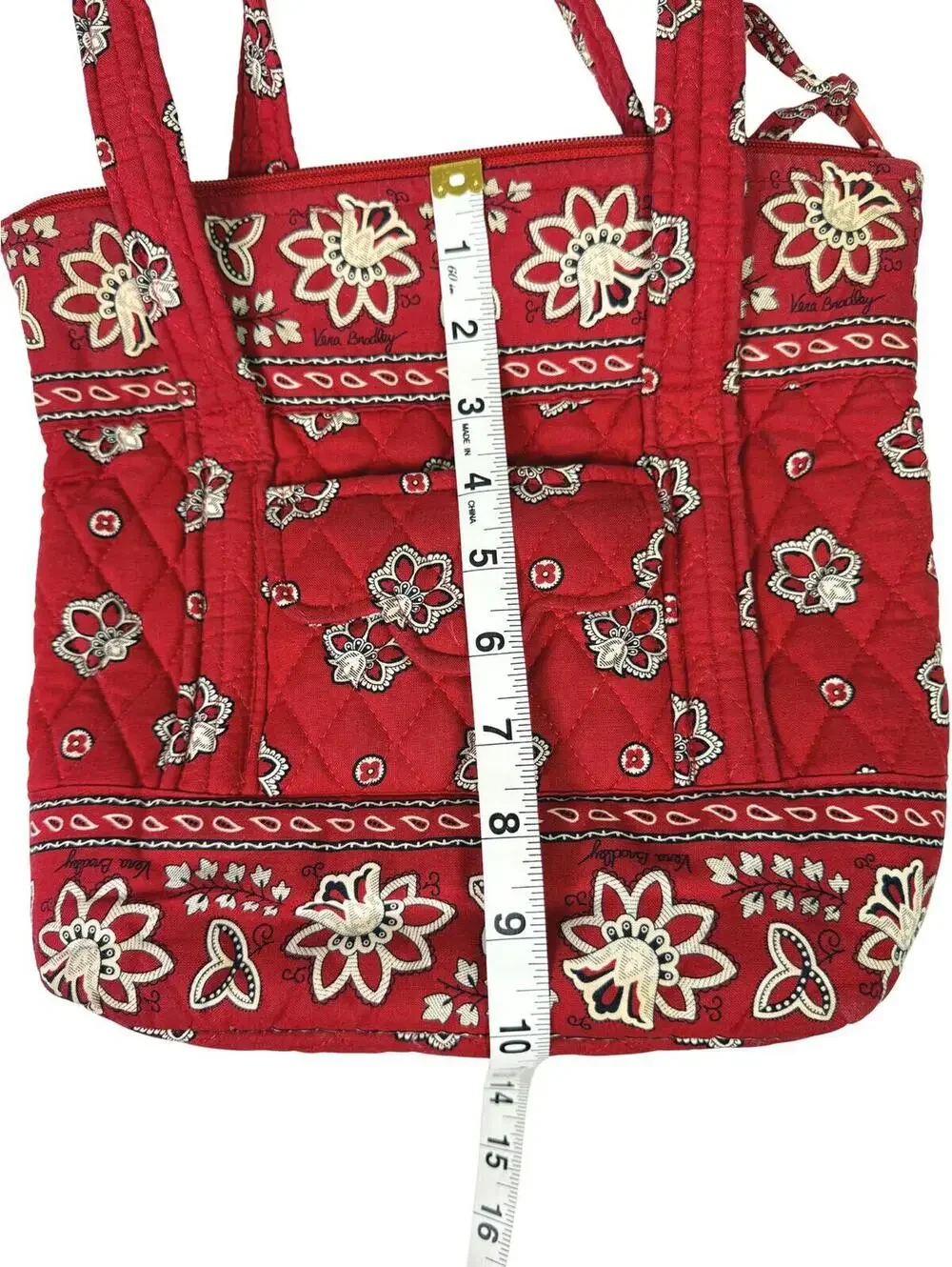 Retired Vera Bradley Red Bandana Print Quilted Tote Bag Y2K